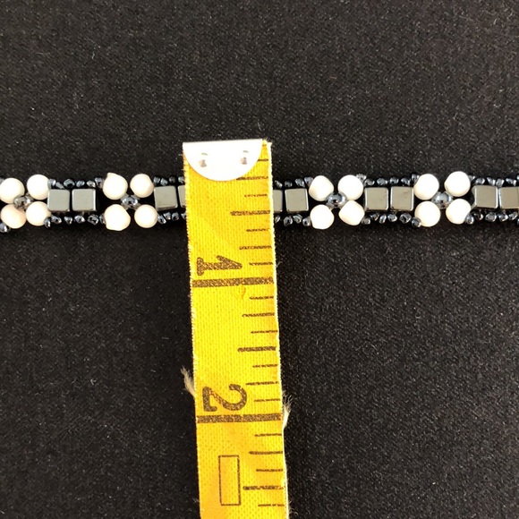 VTG Handmade Mother Of Pearl / Brazilian Hematite / Silver Screw Clasp Necklace. - Picture 12 of 13